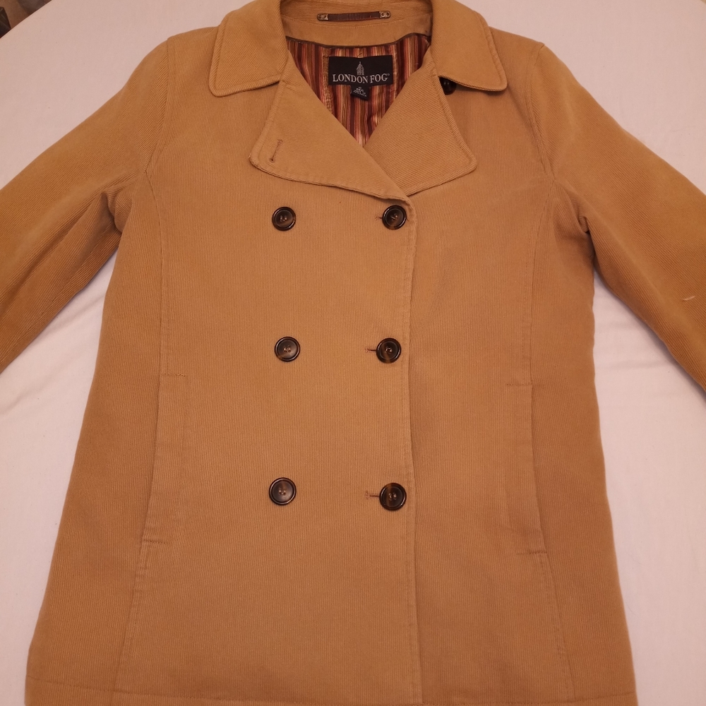 London Fog Vintage Womens Corduroy Double Breasted